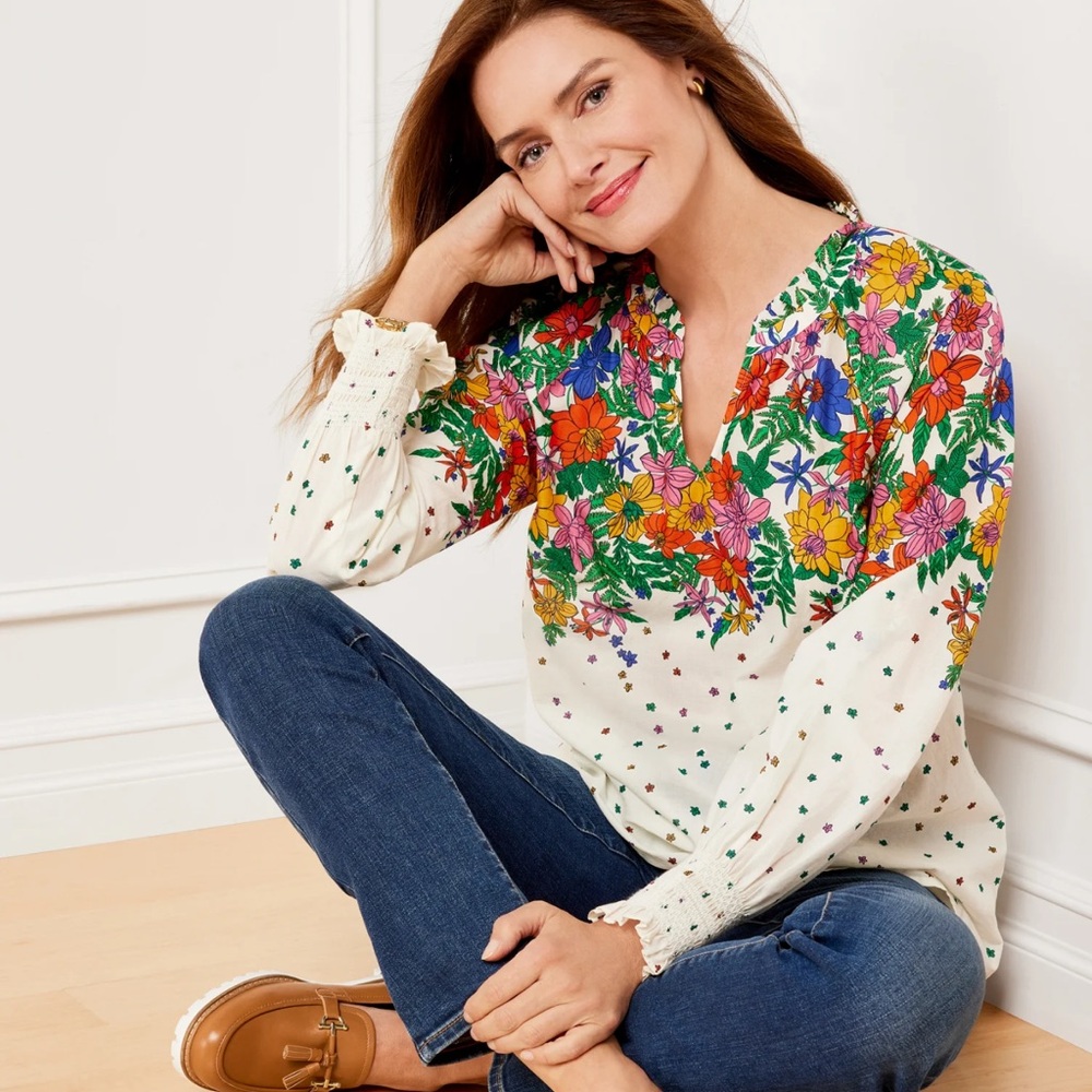 Talbots. Colorful, floral popover.